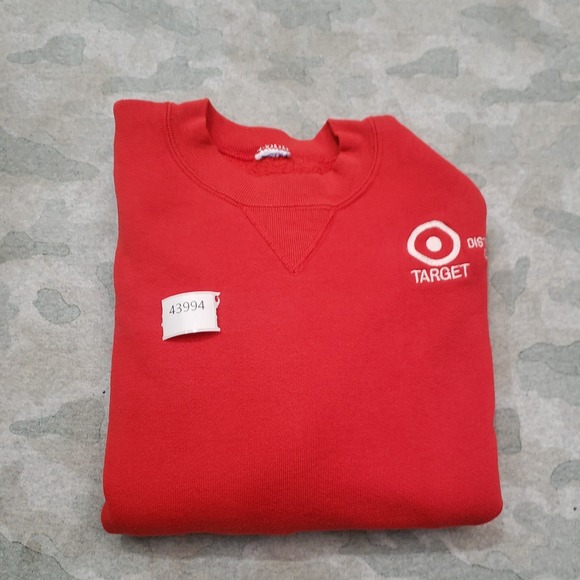 Vintage Target Sweatshirt Men Medium Red Russell Pullover Crew Neck 90s Employee - Picture 11 of 11